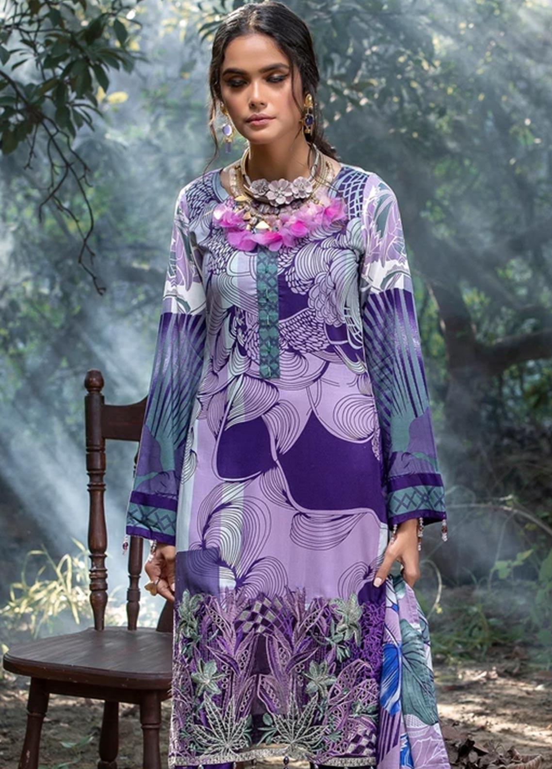 Salitex Embroidered Linen 3 piece Unstitched Suit - WK 381b