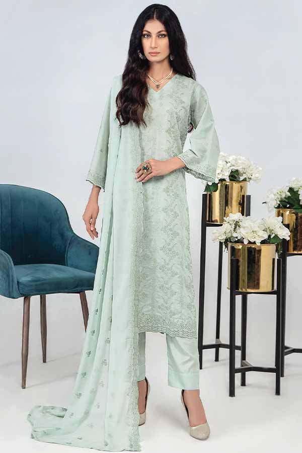 Breeze by Aalaya Embroidered Chikankari Lawn 3 piece Unstitched Dress - D03