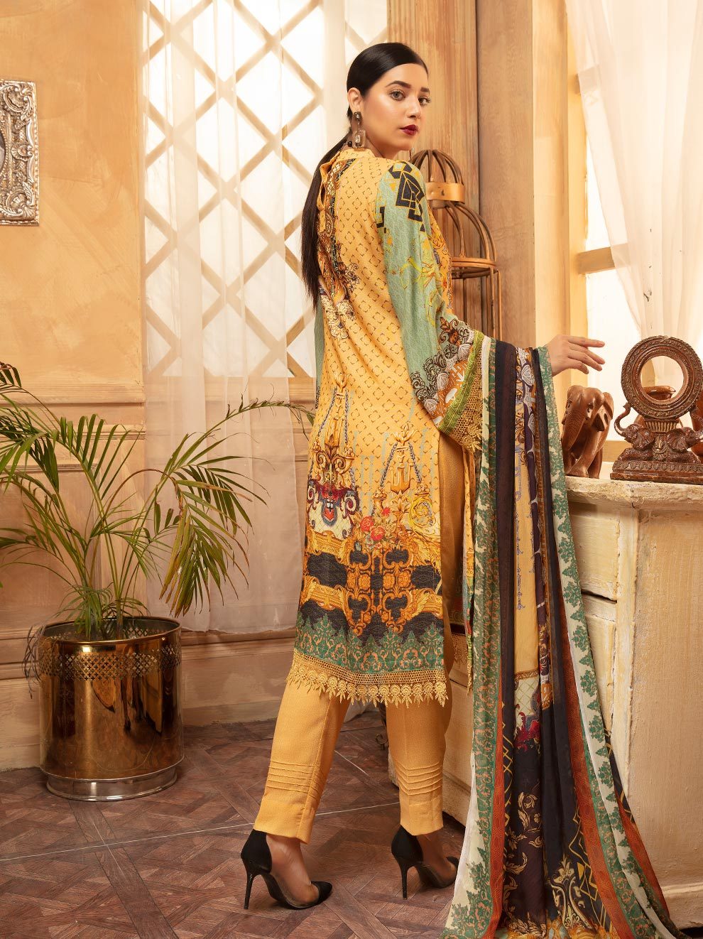 NUR Rang Nagar Printed Karandi Unstitched 3 Piece Suit - RN 03
