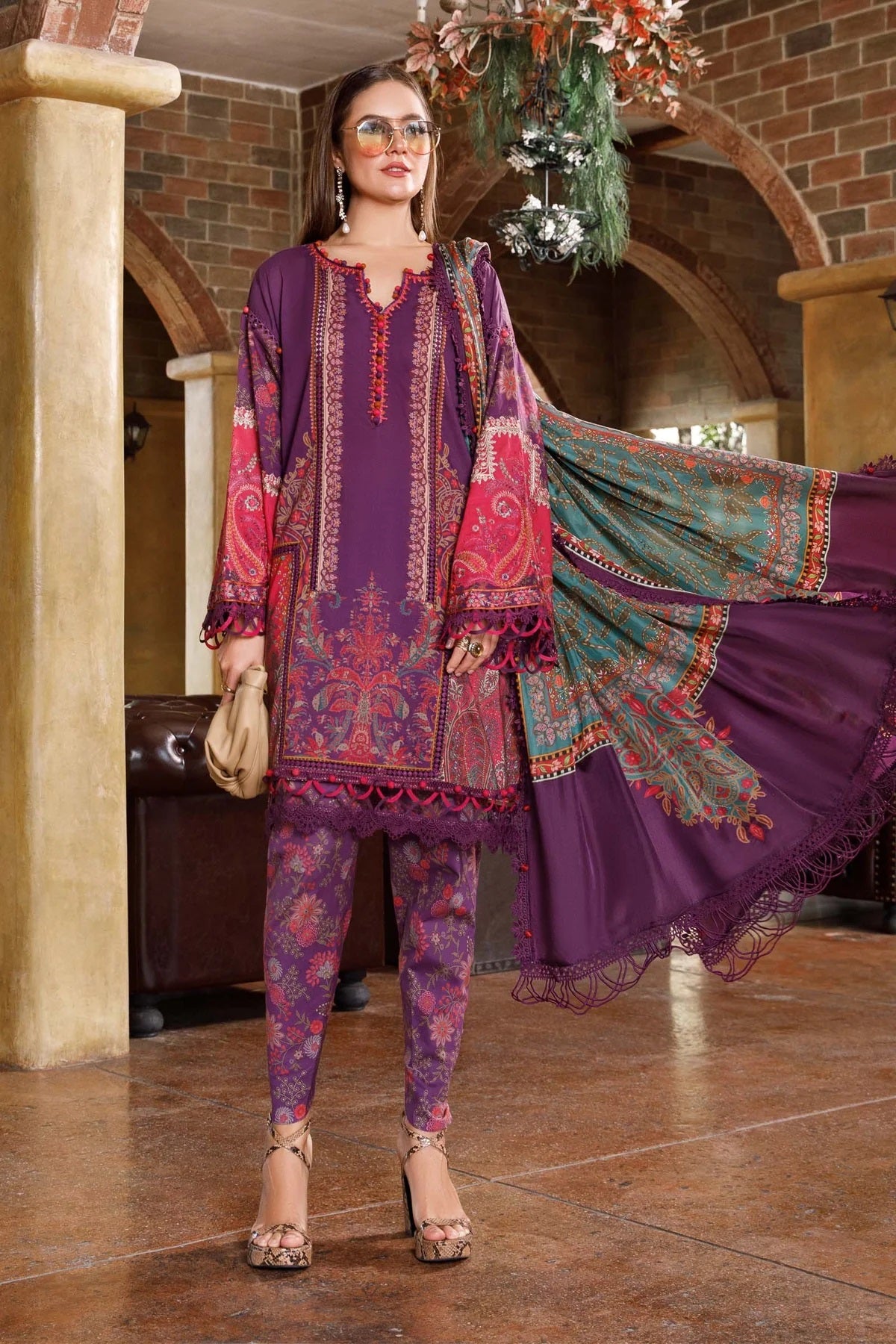 M.Prints By Maria B Embroidered Lawn Suits Unstitched 3 Piece MPT-1703-A