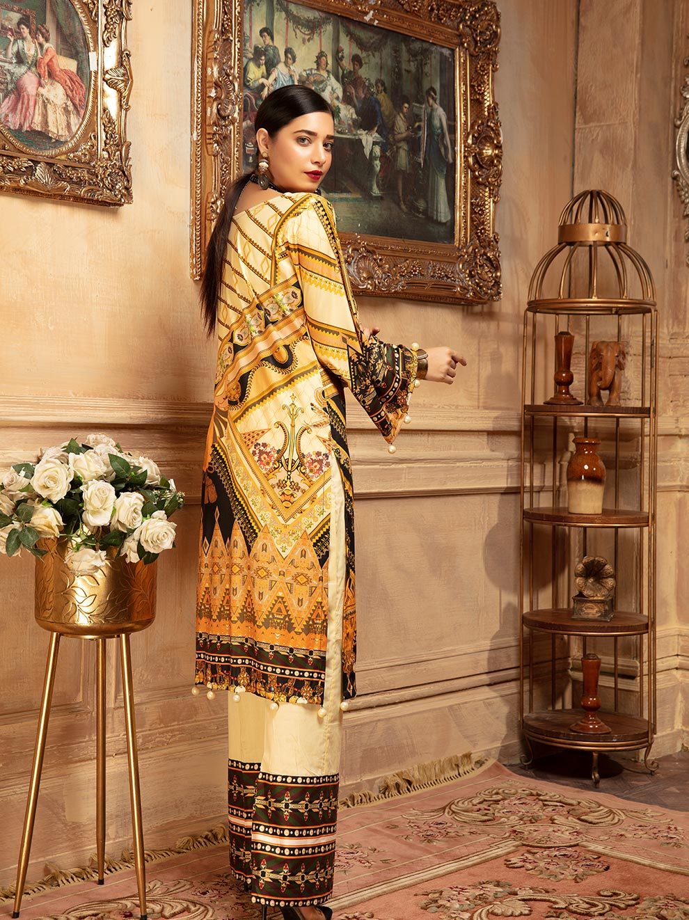NUR Rang Barang Printed Linen Unstitched 2pc Suit - RB 03