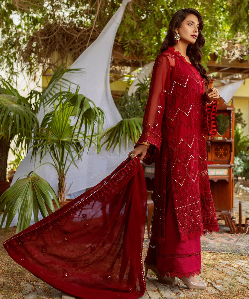 Naushad Imdad Embroidered Chiffon Suits Unstitched 3 Piece - NIC-03 Bano Rani