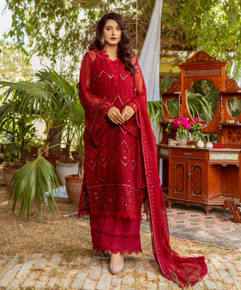 Naushad Imdad Embroidered Chiffon Suits Unstitched 3 Piece - NIC-03 Bano Rani