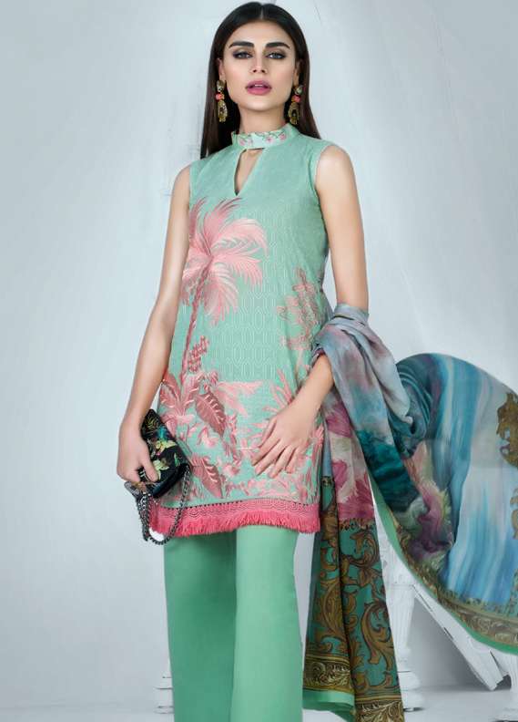 Zainab Chottani Embroidered Lawn Unstitched 3 Piece Suit - 3a Heart of Chiang Mai