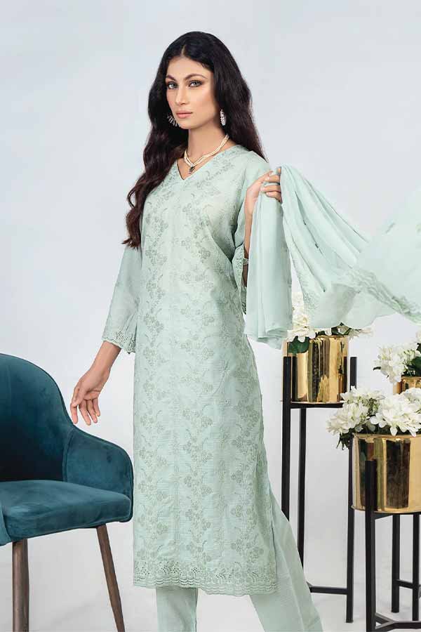 Breeze by Aalaya Embroidered Chikankari Lawn 3 piece Unstitched Dress - D03