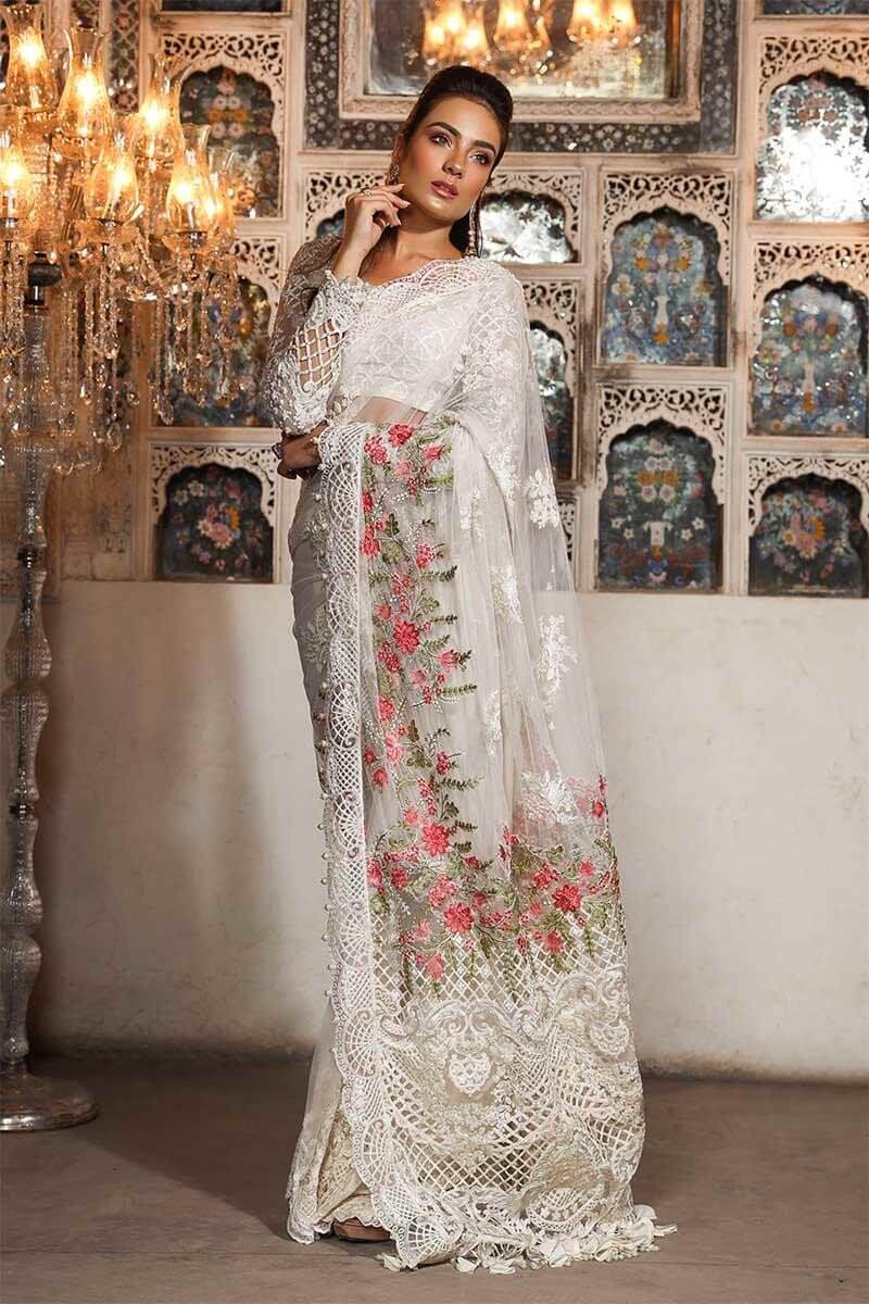 Maria B Mbroidered Embroidered Saree Unstitched - D3 Wedding Collection