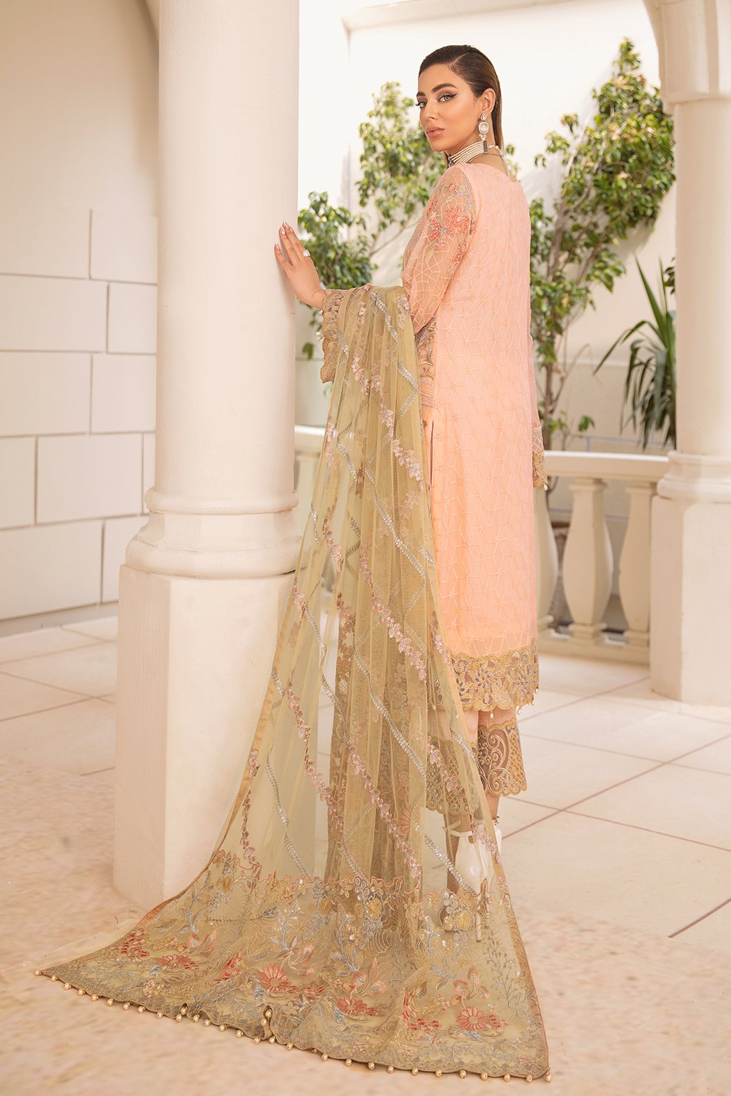 Chevron Embroidered Chiffon Suits by Ramsha Unstitched 3-Piece A-402
