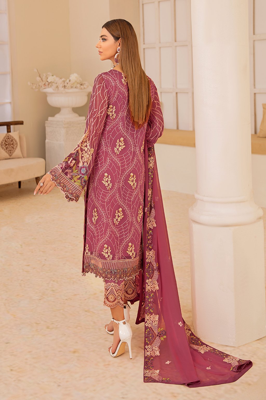 Chevron Embroidered Chiffon Suits by Ramsha Unstitched 3-Piece A-407