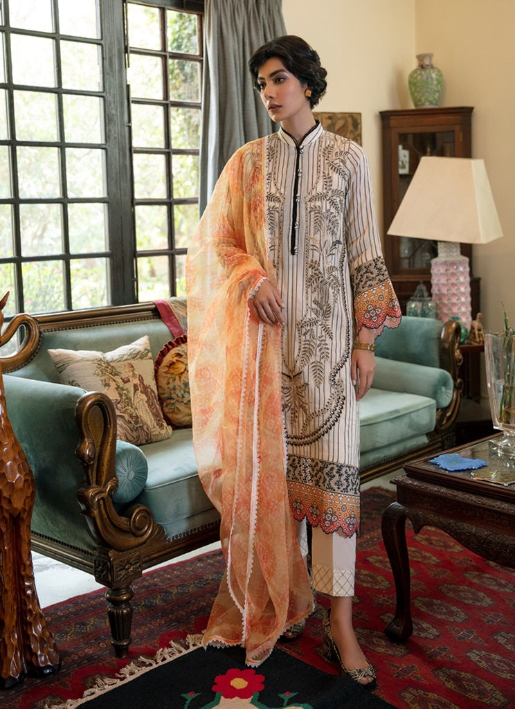 Qalamkar Qline Embroidered Lawn Unstitched 3 Piece Suit - BL 04