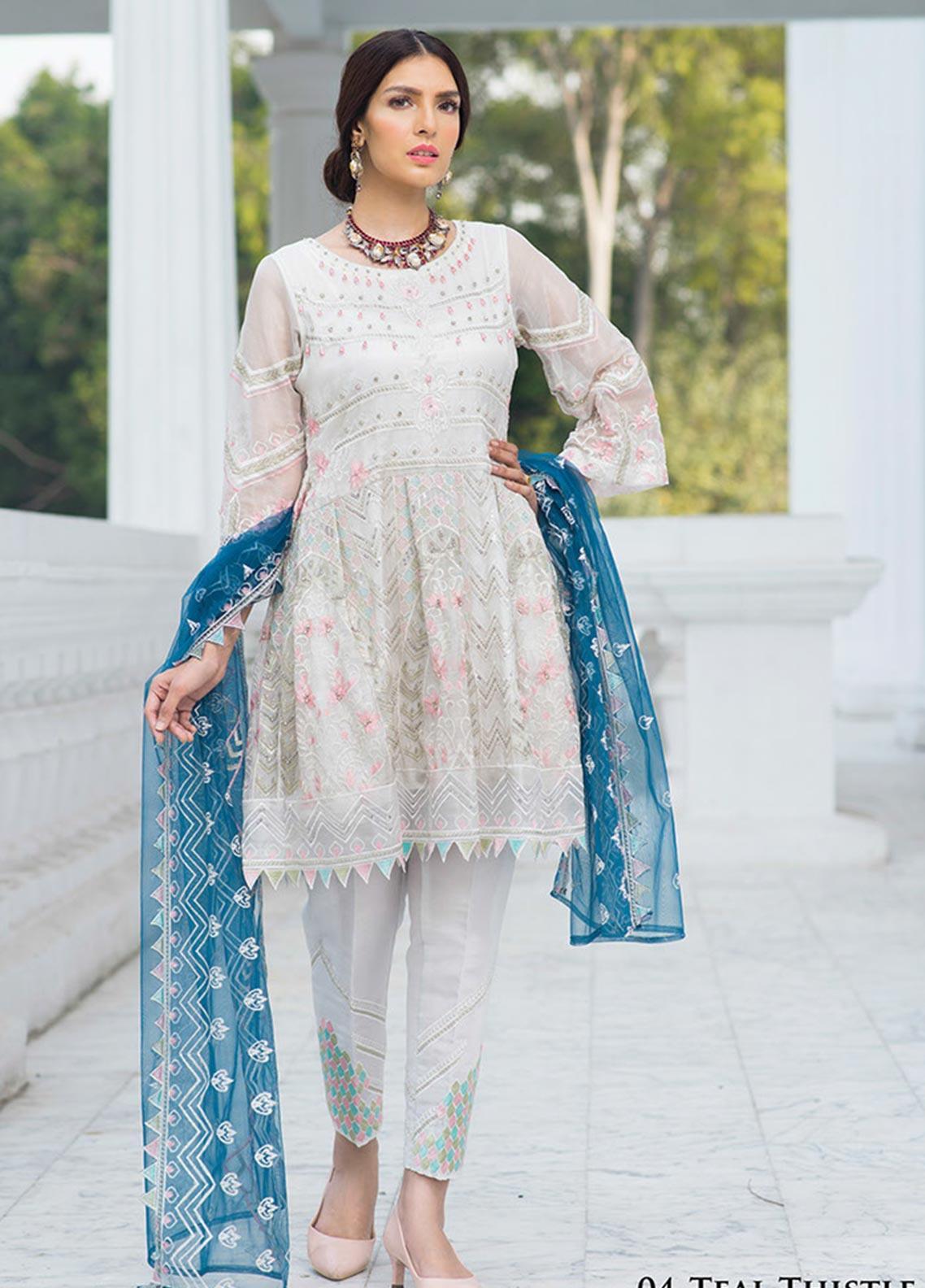 Noorma Kamal Embroidered Missouri Unstitched 3 Piece Suit NK - 04 Teal Thistle