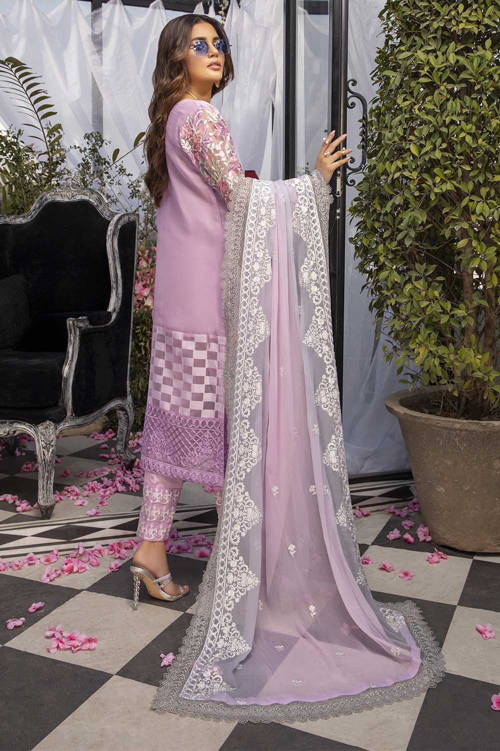 Azure Luxe Festive Organza 3 Piece Unstitched Suit - 04 Lotus