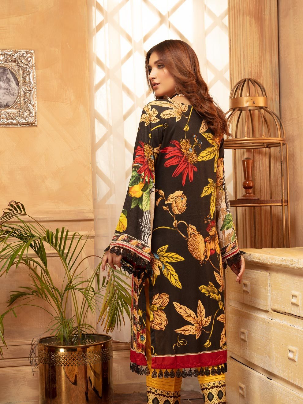 NUR Rang Barang Printed Linen Unstitched 2pc Suit - RB 04