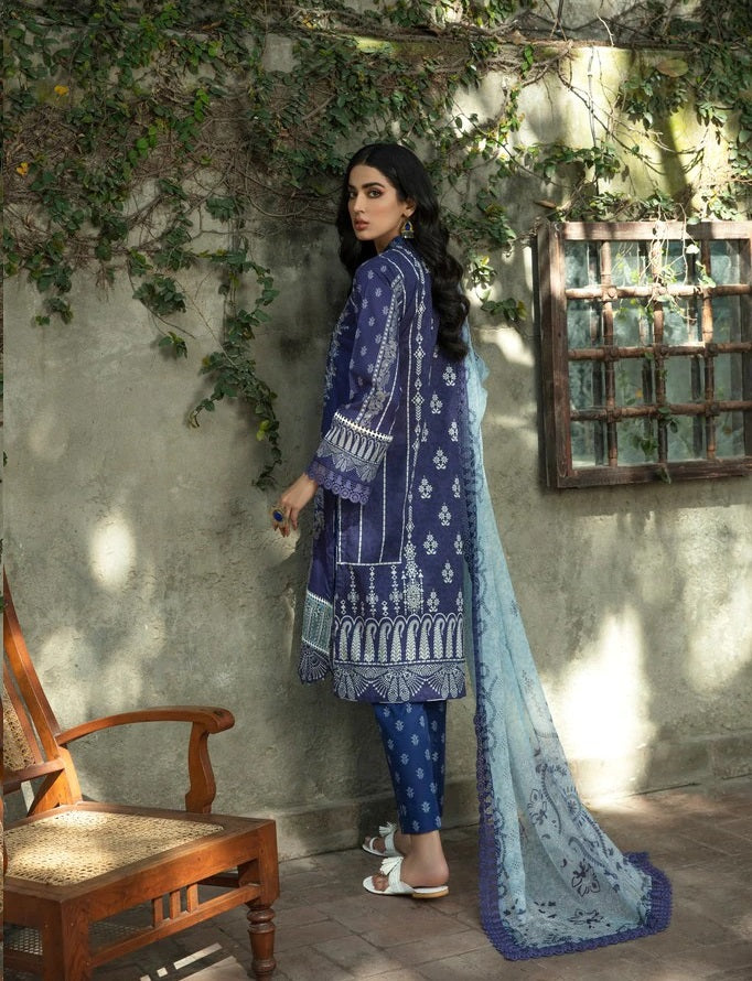 Sahiba By Aabyaan Embroidered Eid Lawn Suits Unstitched 3 Piece AE-04 NEELI