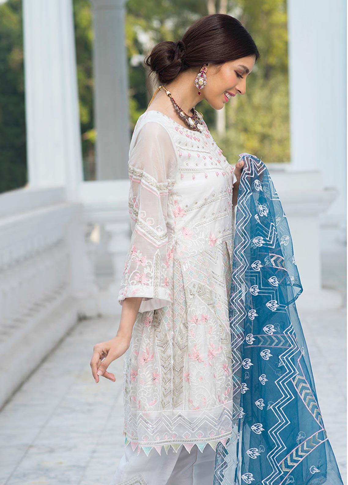 Noorma Kamal Embroidered Missouri Unstitched 3 Piece Suit NK - 04 Teal Thistle