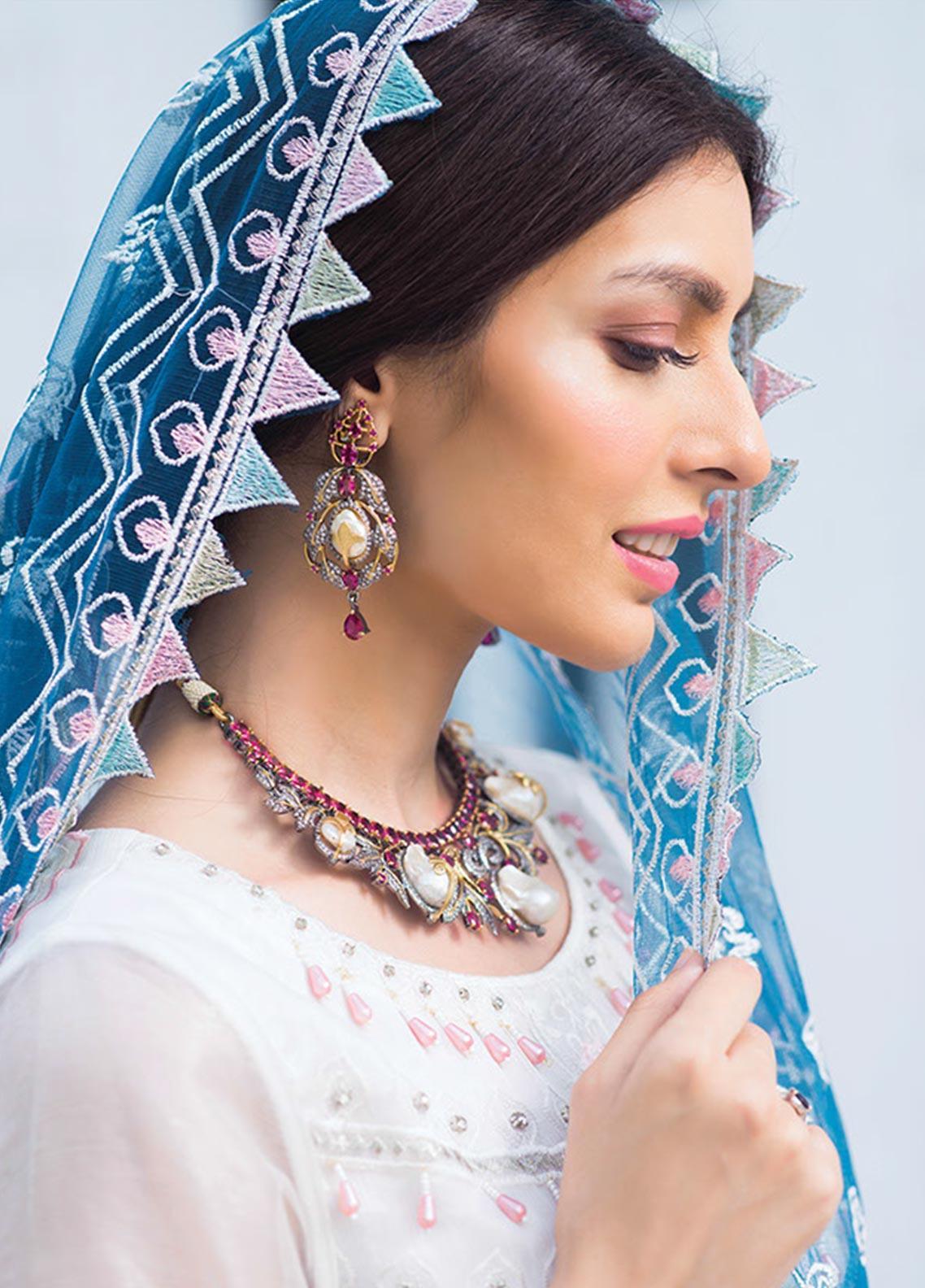 Noorma Kamal Embroidered Missouri Unstitched 3 Piece Suit NK - 04 Teal Thistle