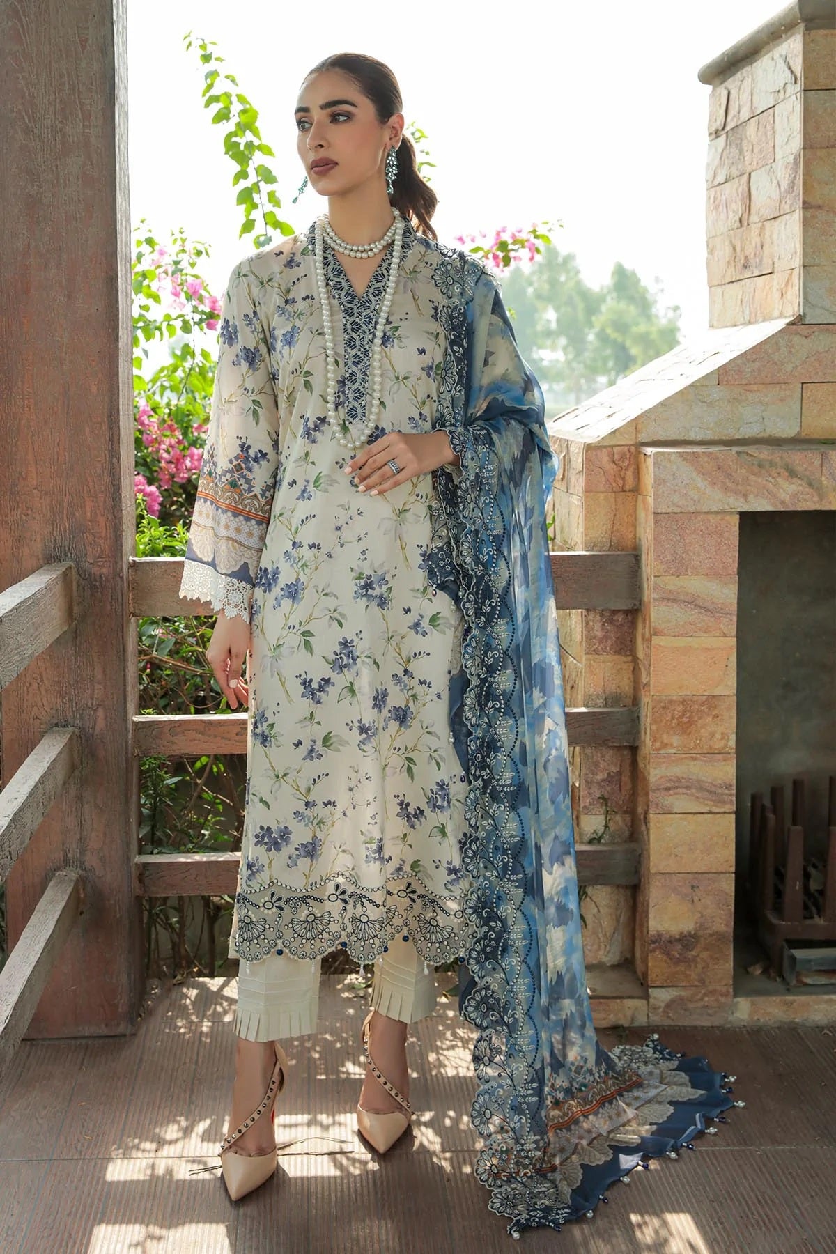 Gardenia By Nureh Embroidered Lawn Suits Unstitched 3 Piece NS-57 - Summer Collection