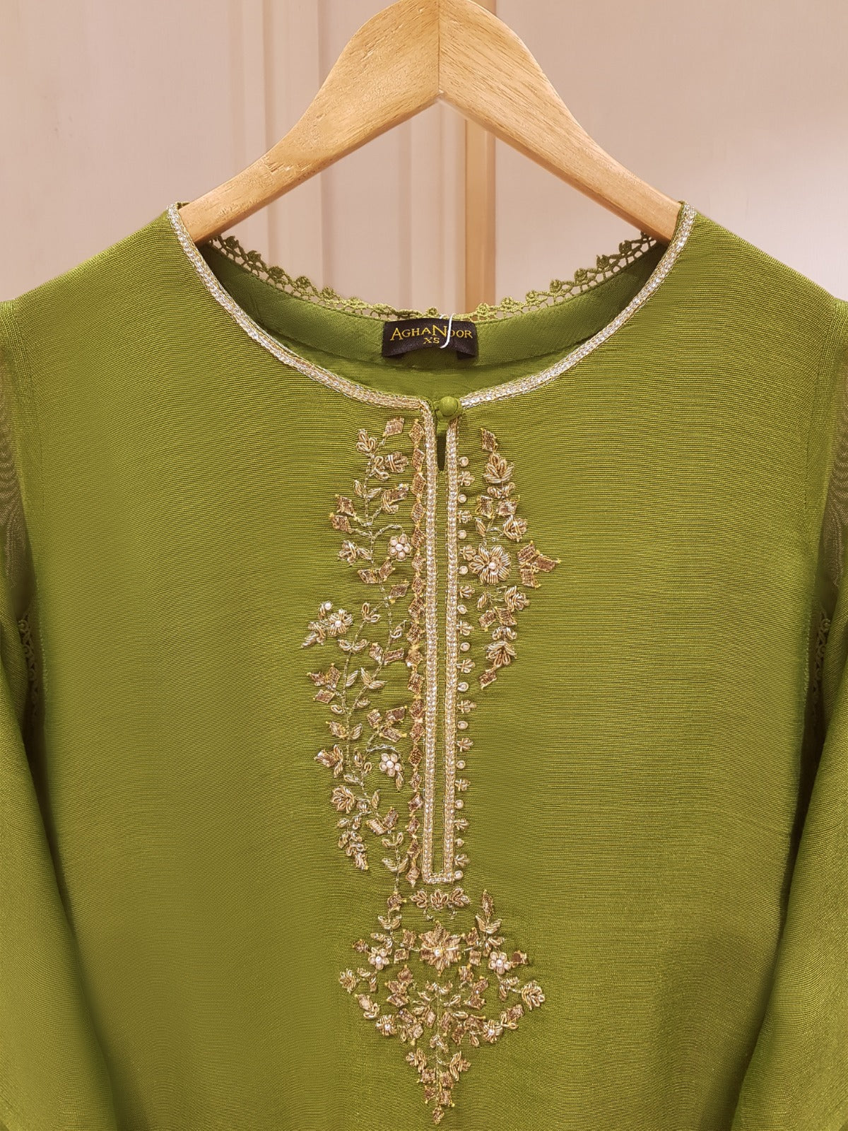 Agha Noor 2pc Pure Cotton Net Handwork Stitched Shirt with Dupatta HD- 385601