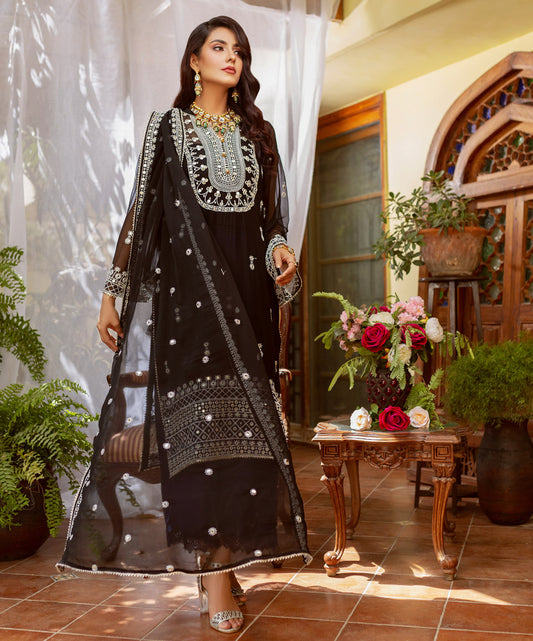 Naushad Imdad Embroidered Chiffon Suits Unstitched 3 Piece - NIC-05 Chand