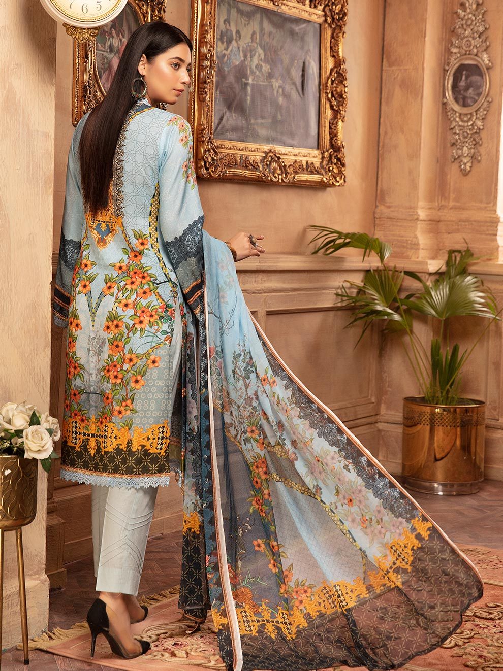 NUR Rang Nagar Printed Karandi Unstitched 3 Piece Suit - RN 05