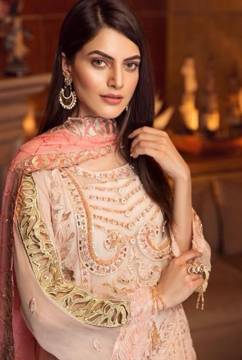 Zebtan Zircon Embroidered Chiffon Unstitched 3 Piece Suit - ZQ-05