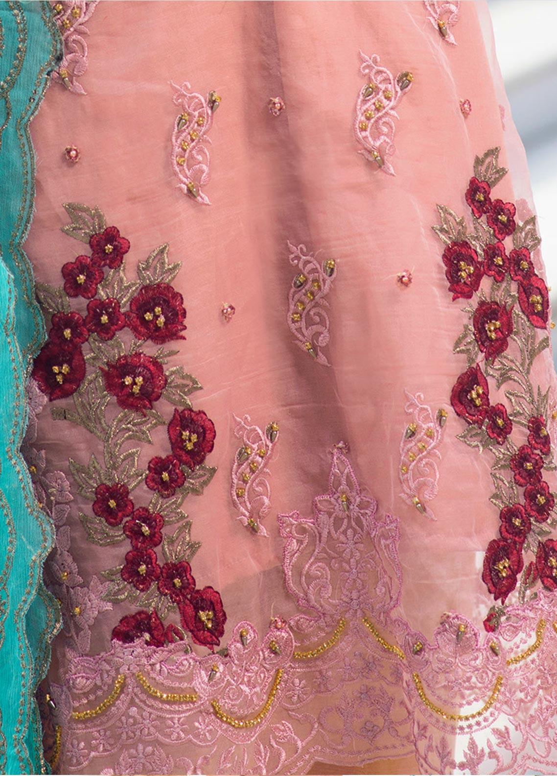 Noorma Kamal Embroidered Organza Unstitched 3 Piece Suit NK - 05 Peruvian Lily