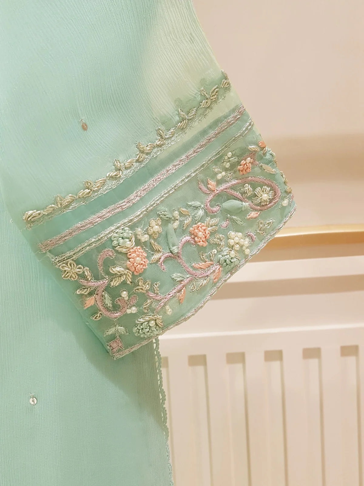 Aghanoor 2pc Pure Chiffon Heavily Embroidered Shirt and Pant HD-766601