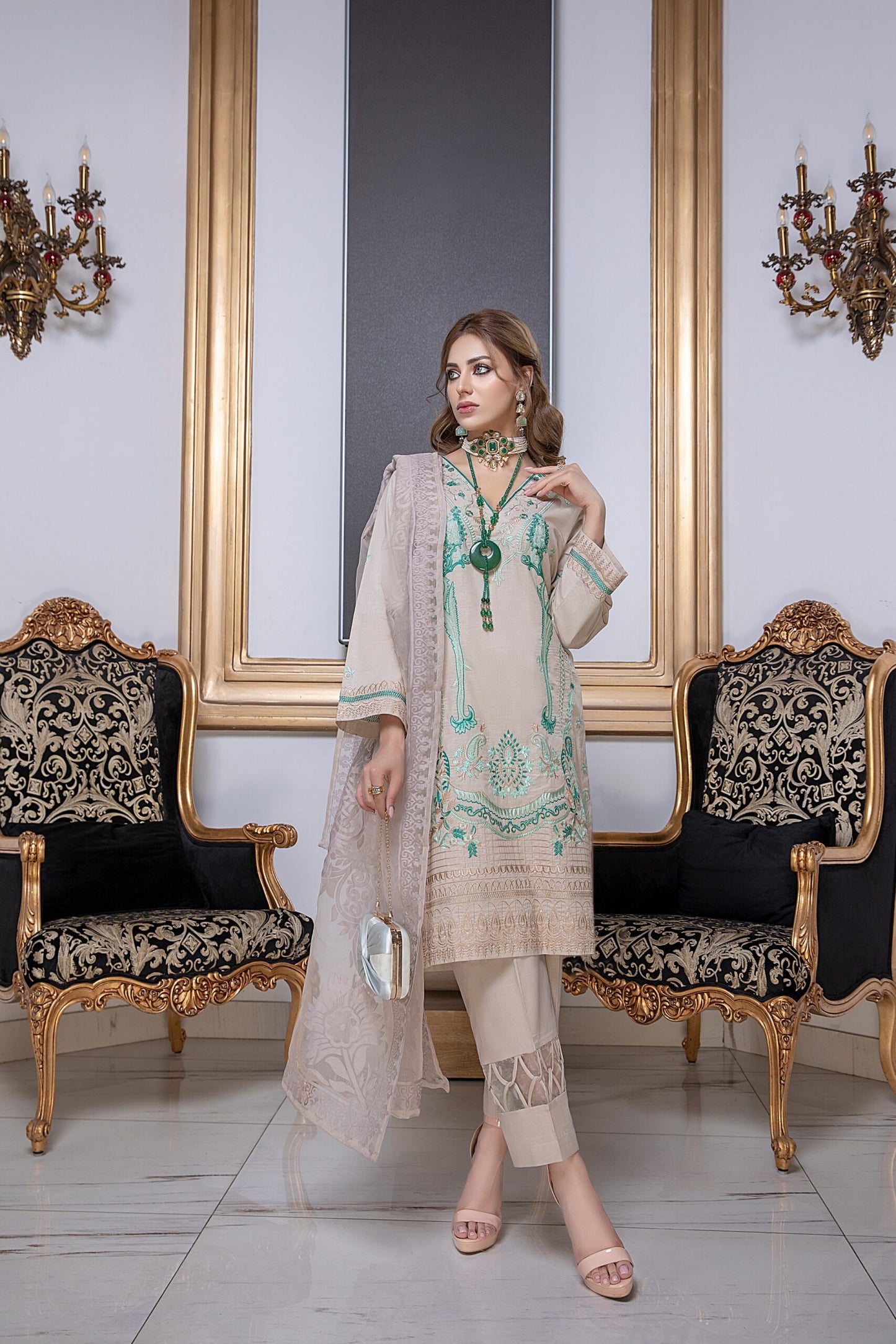 Kalyan Embroidered Lawn with Burn Out Dupatta Unstitched 3 Piece Suit – KBO-06