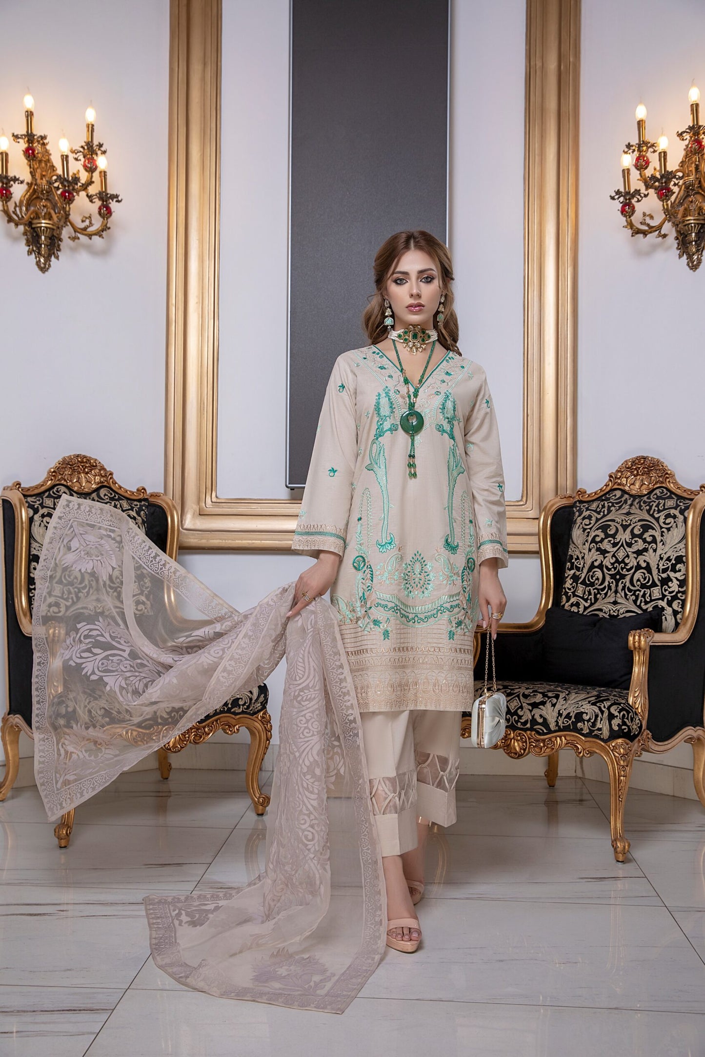 Kalyan Embroidered Lawn with Burn Out Dupatta Unstitched 3 Piece Suit – KBO-06