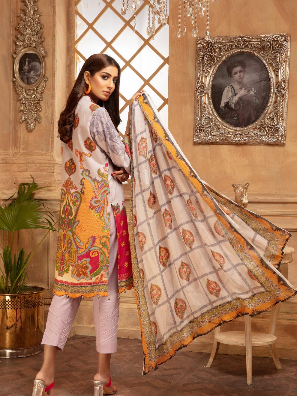 NUR Rang Nagar Printed Karandi Unstitched 3 Piece Suit - RN 06