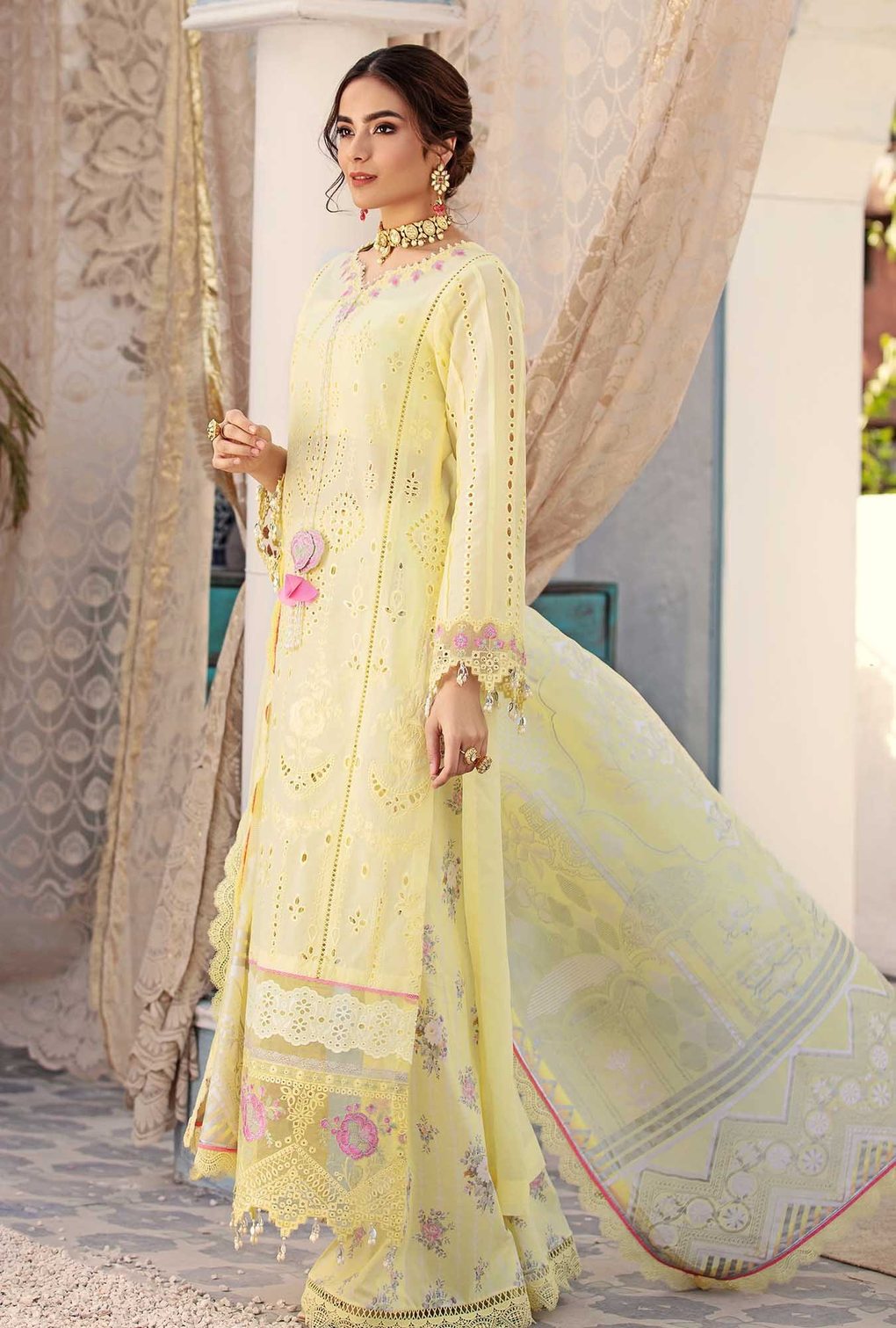 Noor Saadia Embroidered Chikankari Lawn Unstitched 3 Piece Suit - NCHK-D6-B