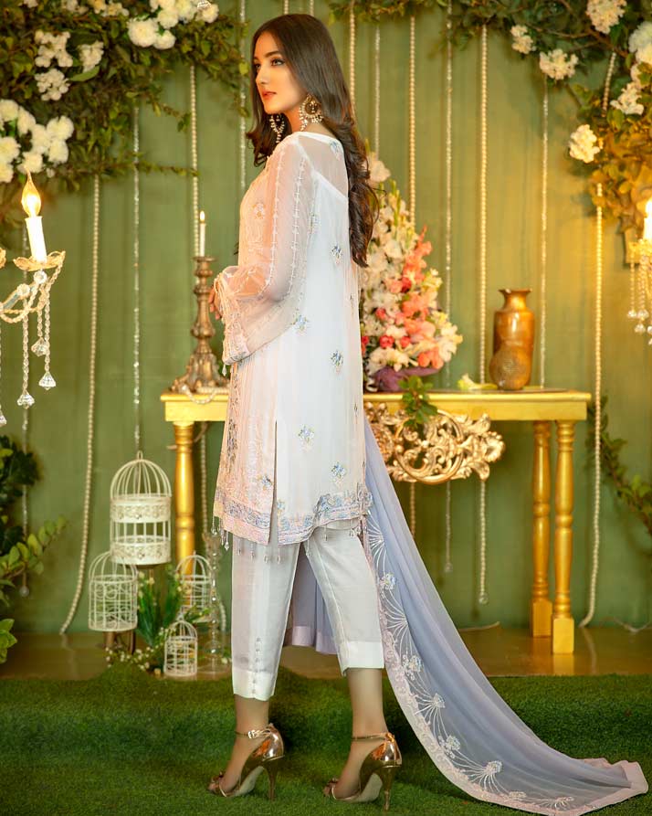 Noor e Ghazal by Fanoos Embroidered Chiffon Unstitched 3 Piece Suit - 06 CANDY