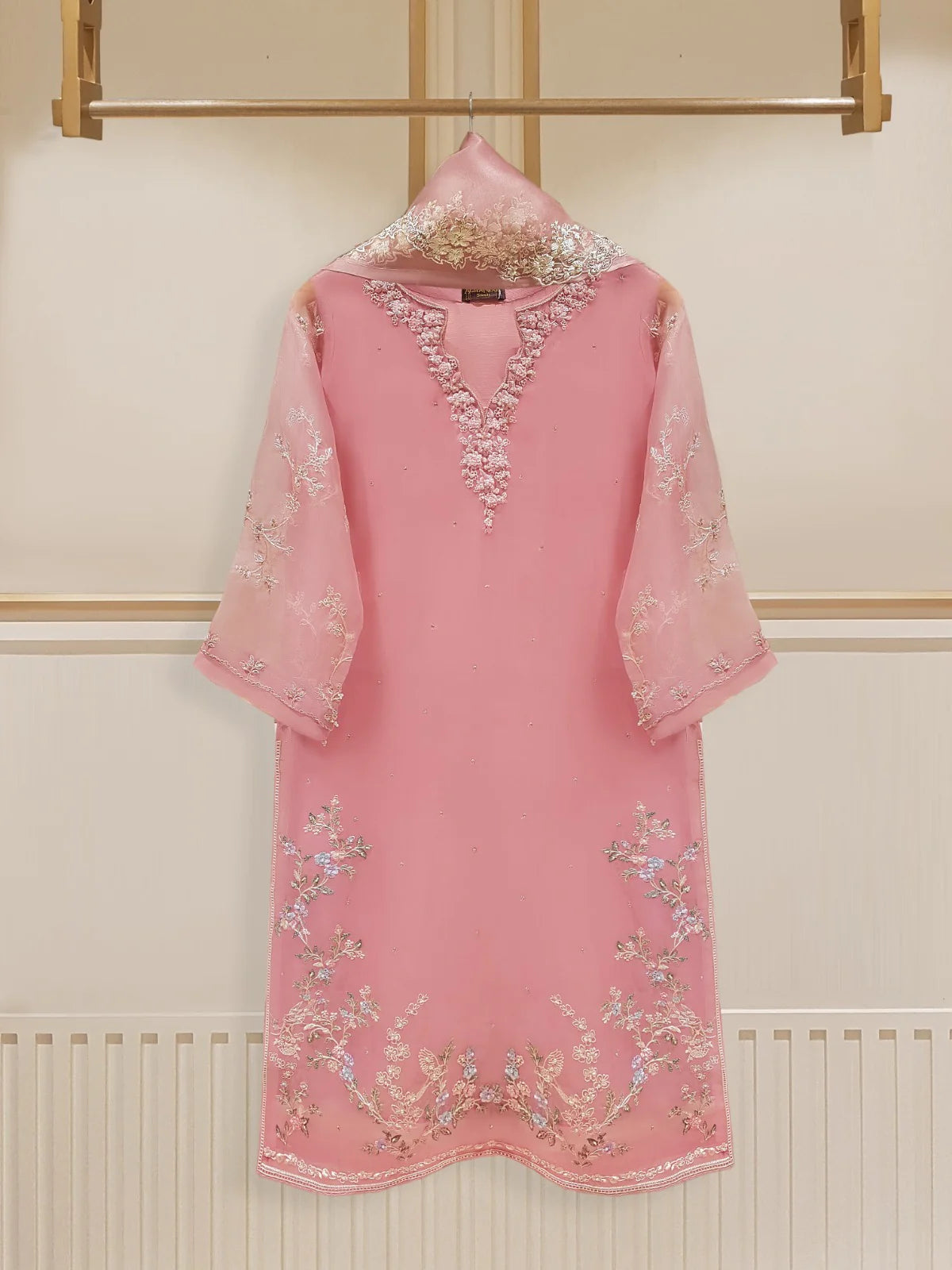 Aghanoor 2pc Pure Organza Embroidered Shirt with Dupatta HD-877601