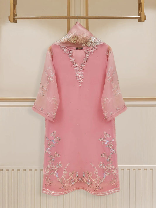 Aghanoor 2pc Pure Organza Embroidered Shirt with Dupatta HD-877601