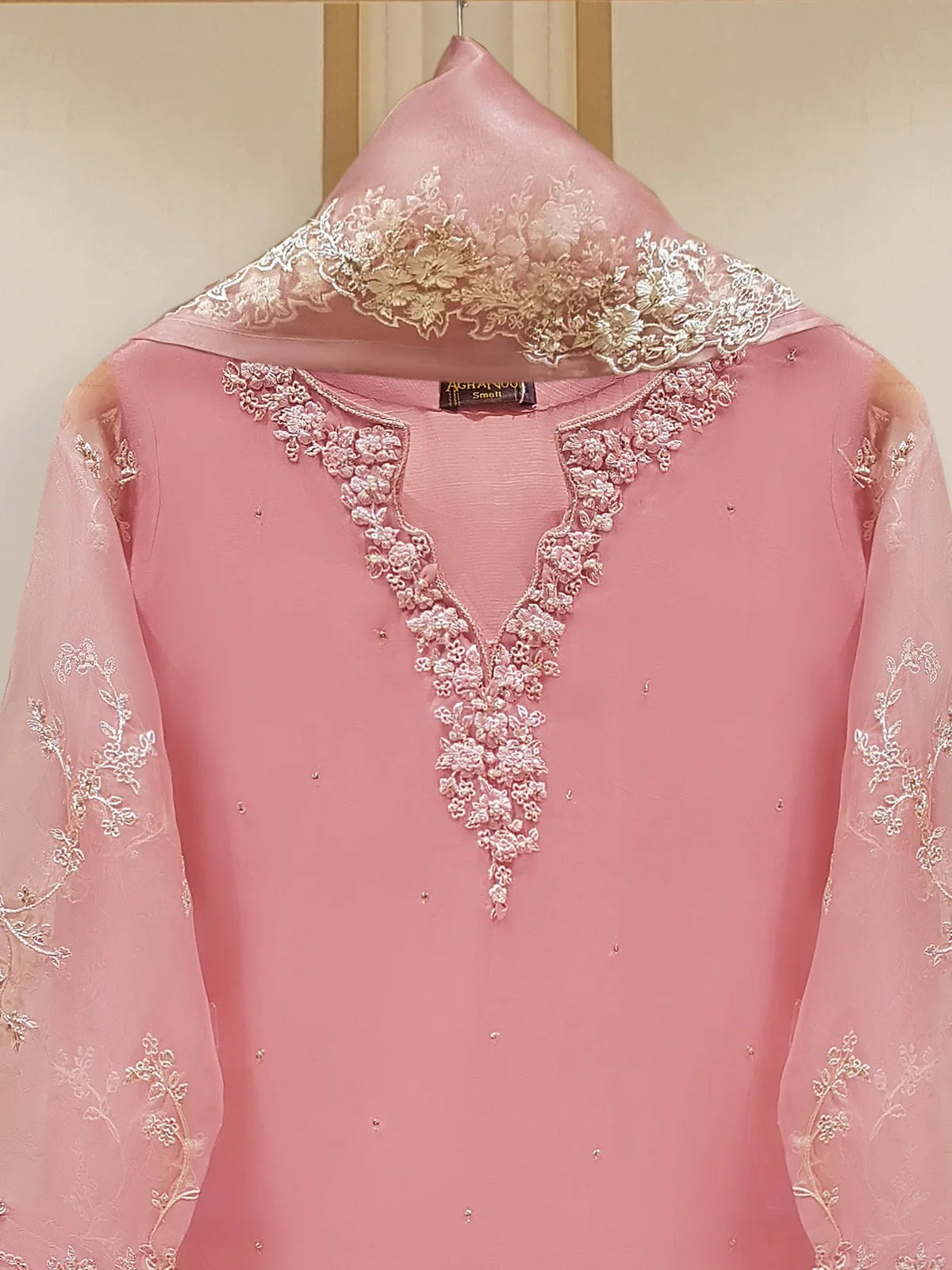 Aghanoor 2pc Pure Organza Embroidered Shirt with Dupatta HD-877601