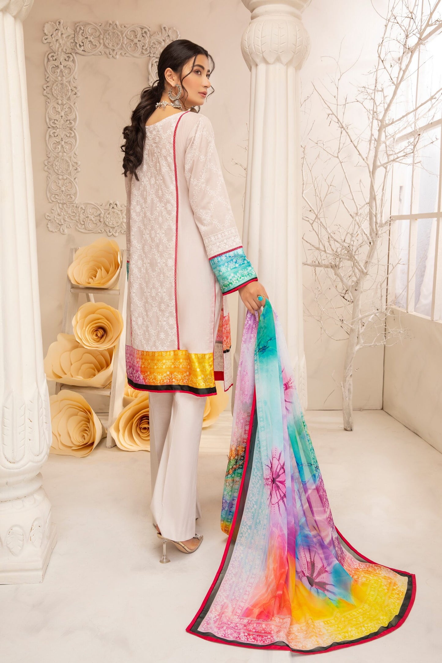 Kalyan Festive Chikankari Embroidered Lawn Unstitched 3 Piece Suit - K6-7