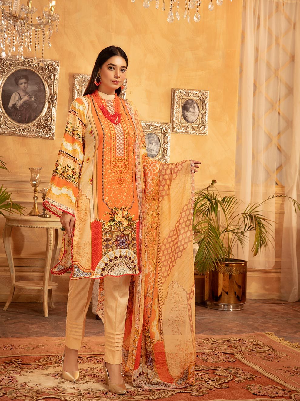 NUR Rang Nagar Printed Karandi Unstitched 3 Piece Suit - RN 07
