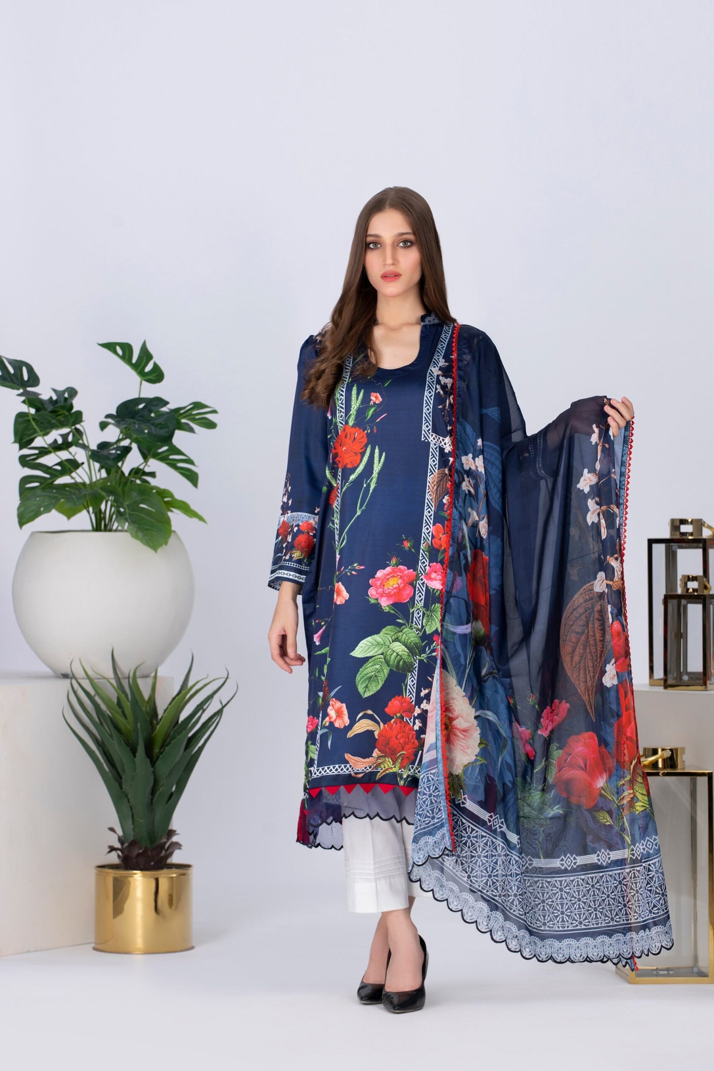 Ravishing Charmeuse Silk 2pc Shirt-Dupatta Unstitched - RCS 7