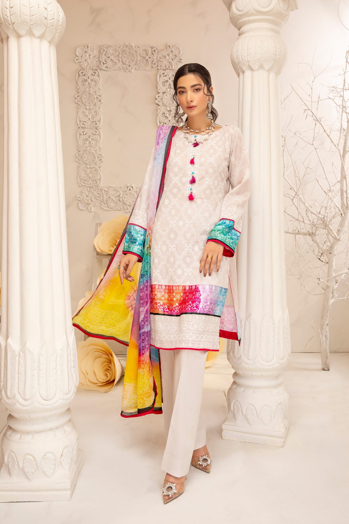 Kalyan Festive Chikankari Embroidered Lawn Unstitched 3 Piece Suit - K6-7