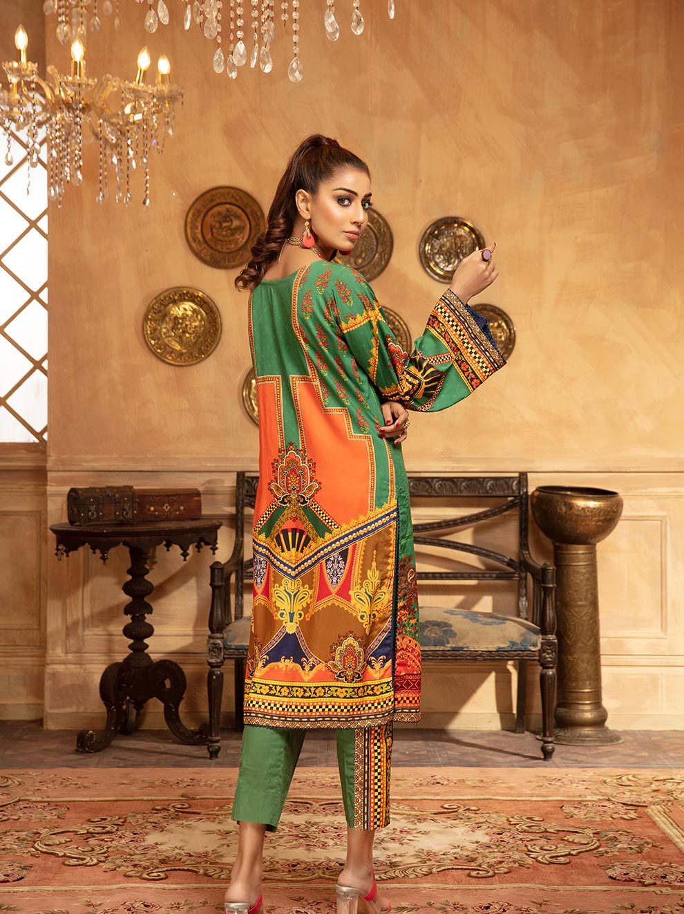 NUR Rang Barang Printed Linen Unstitched 2pc Suit - RB 07