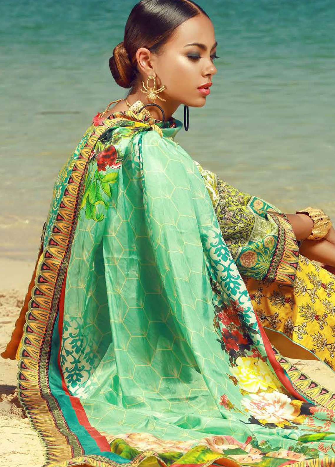 Tena Durrani Embroidered Lawn Unstitched 3 Piece Suit - 07 Palmyra - Eid ul Azha Collection