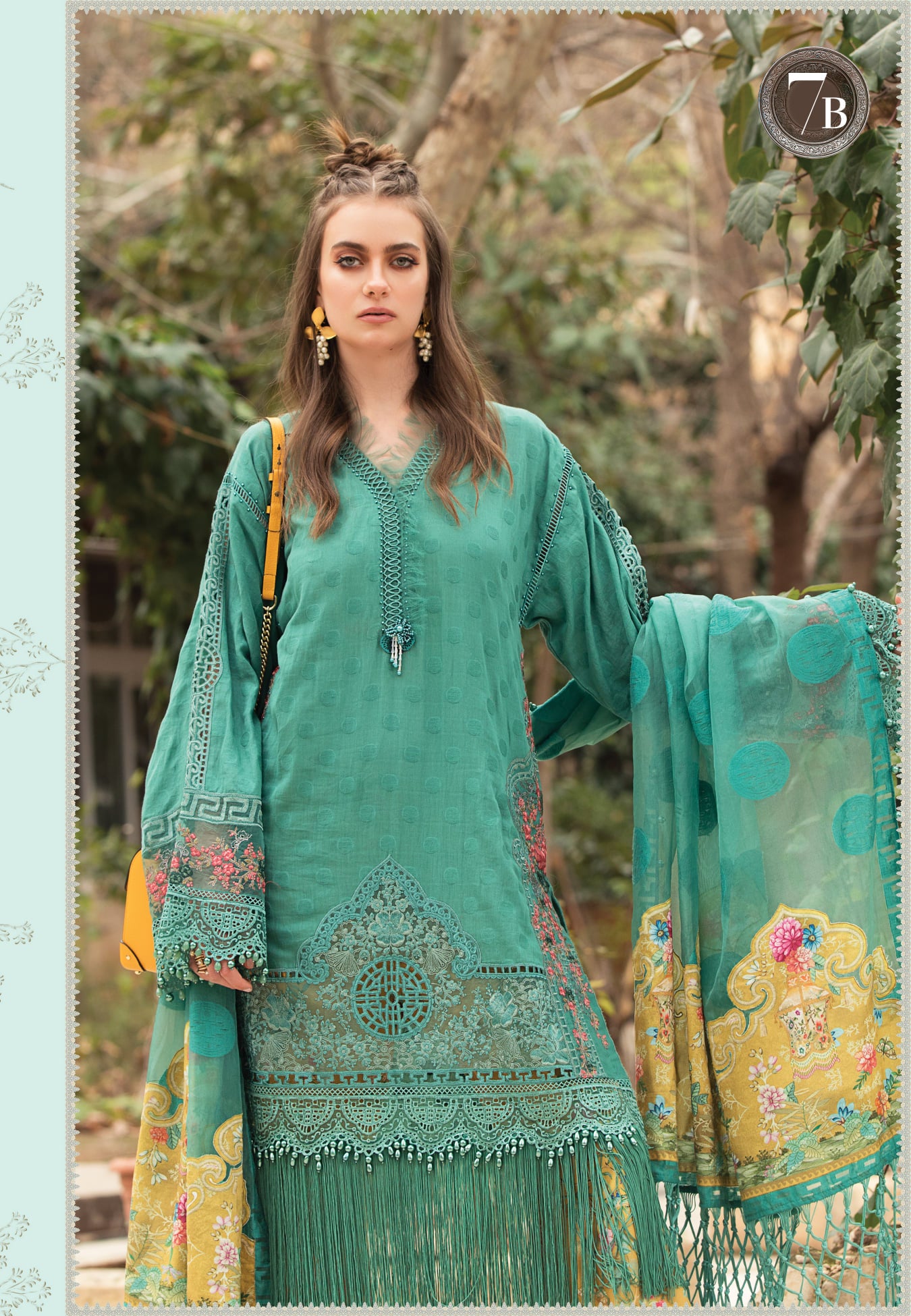 Maria B Embroidered Lawn Unstitched 3 Piece Suit - D 2107 B