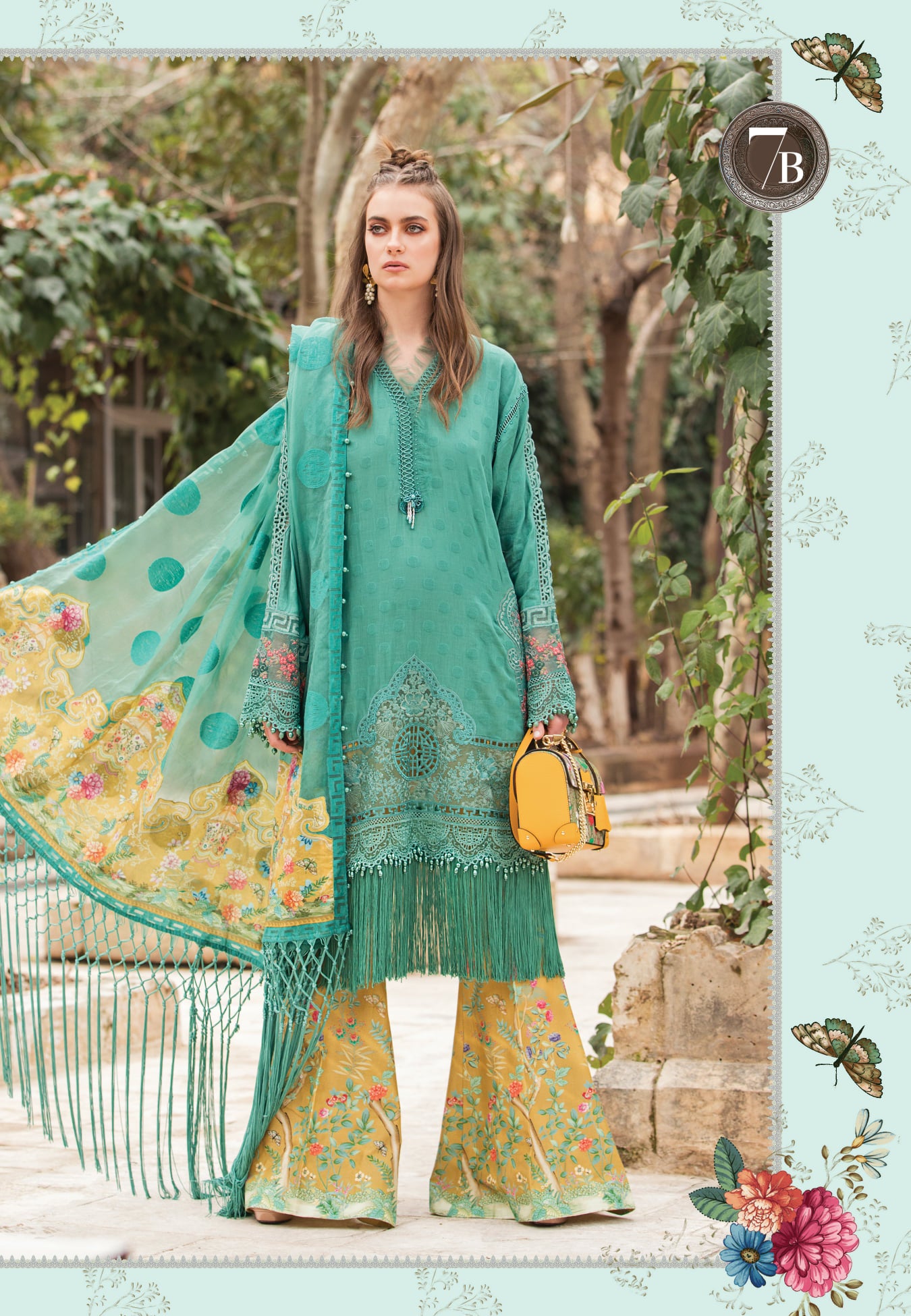 Maria B Embroidered Lawn Unstitched 3 Piece Suit - D 2107 B