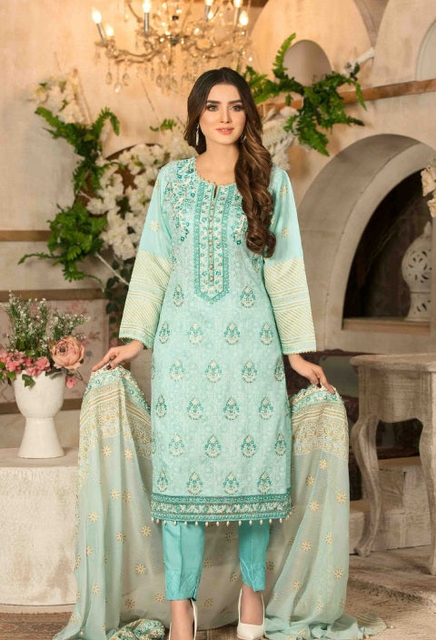 Tawakkal Camellia Embroidered Viscose 3 piece Unstitched Suit - 8459