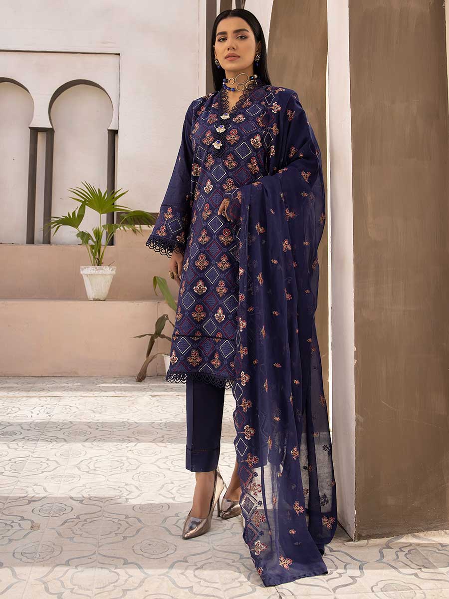 Majestic Embroidered Lawn Dress Unstitched 3pc D-08