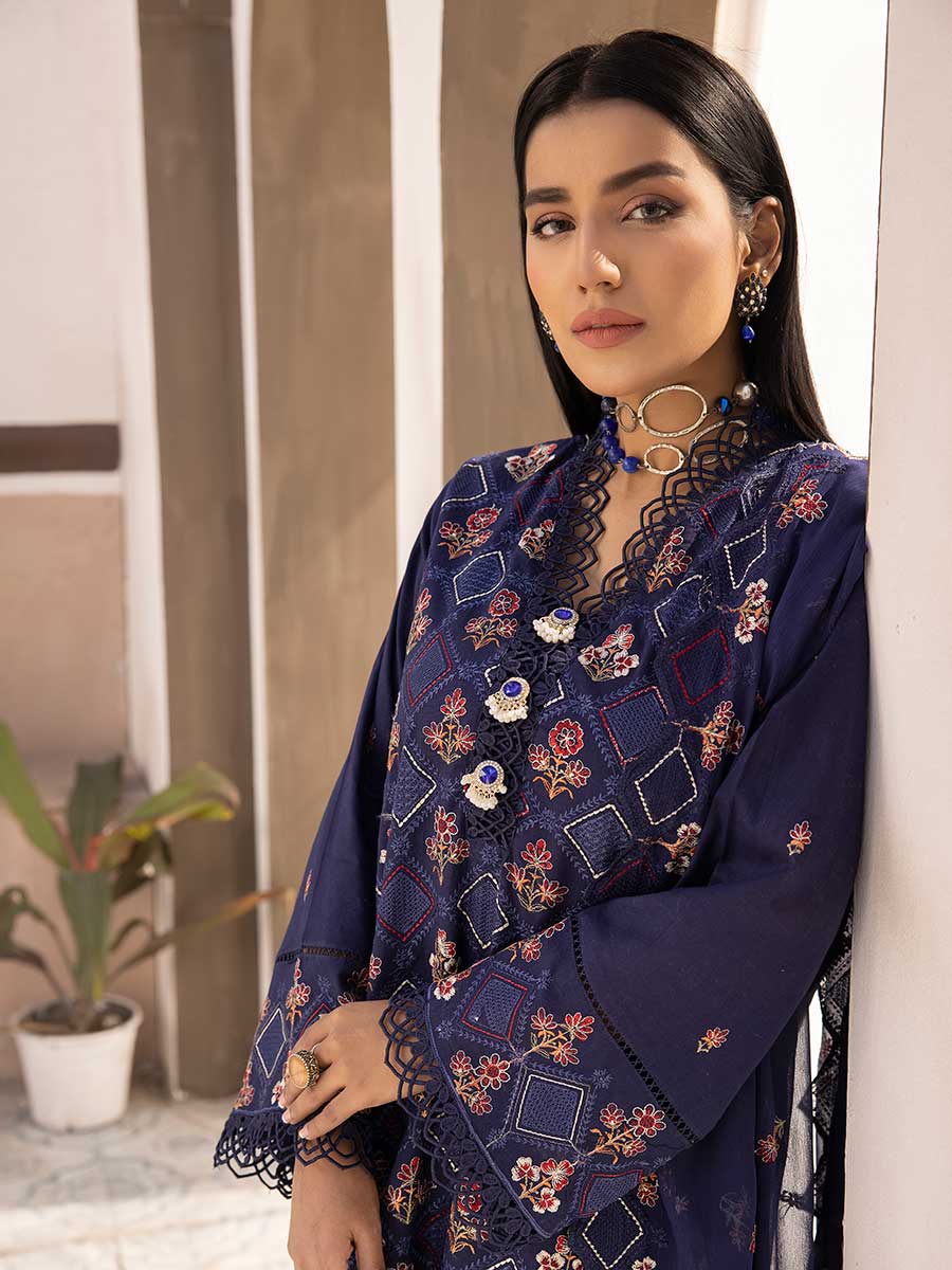 Majestic Embroidered Lawn Dress Unstitched 3pc D-08