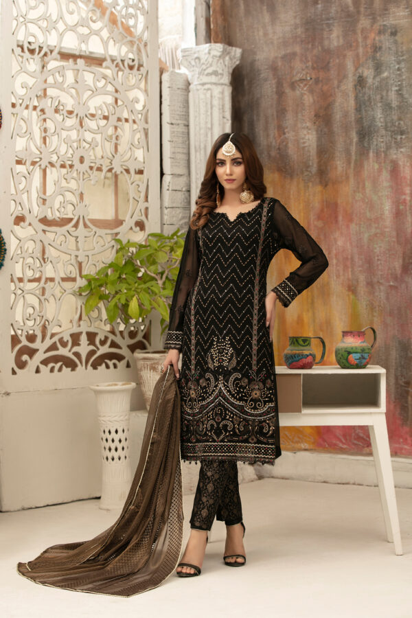 Tawakkal Embroidered Chiffon 3 Piece Semi Stitched Suit - ISLA D9343