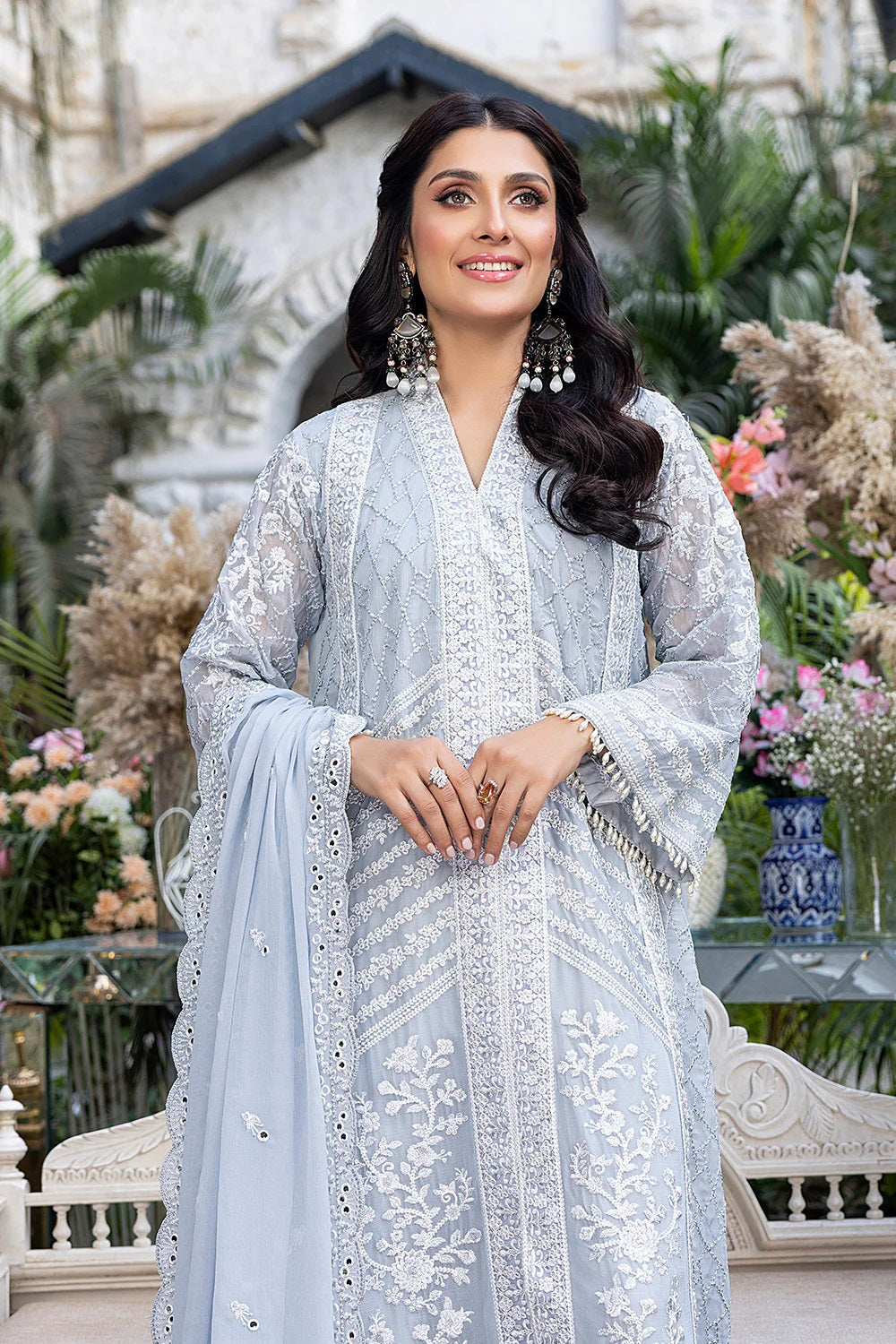 Azure Embroidered Chiffon Suits Unstitched 3 Piece AS-95 Snowy Dove