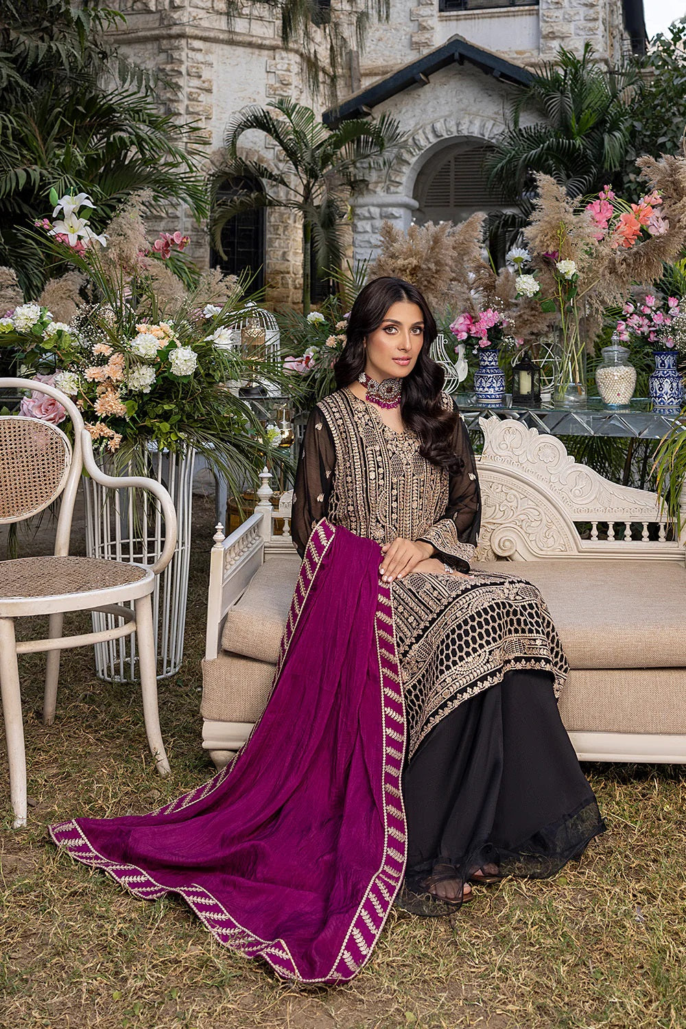 Azure Embroidered Chiffon Suits Unstitched 3 Piece AS-96 Radian Ruby