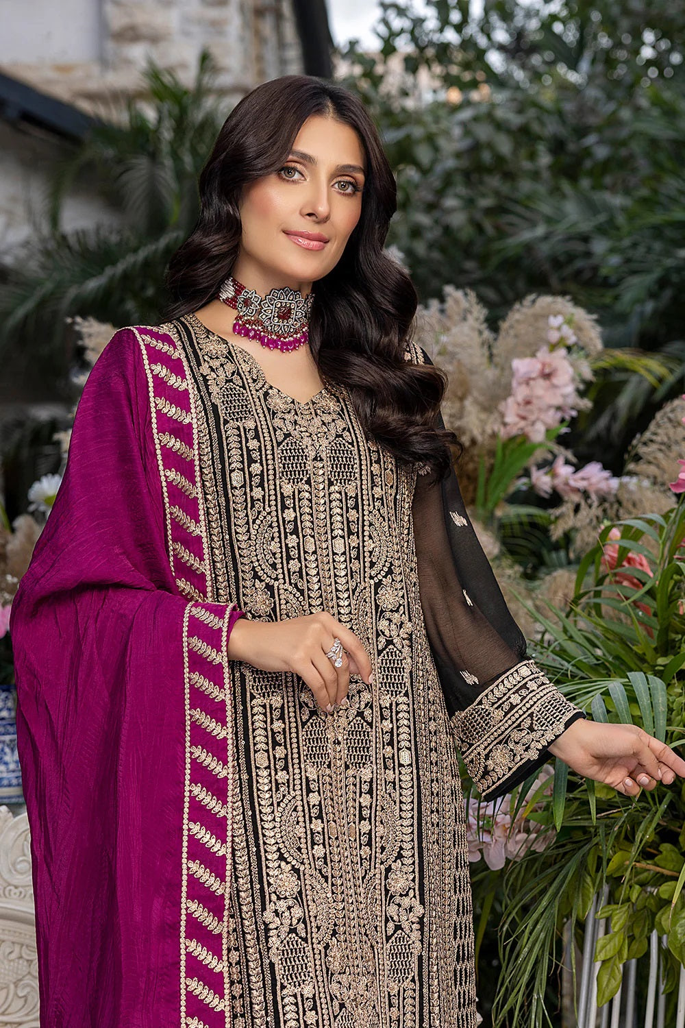 Azure Embroidered Chiffon Suits Unstitched 3 Piece AS-96 Radian Ruby