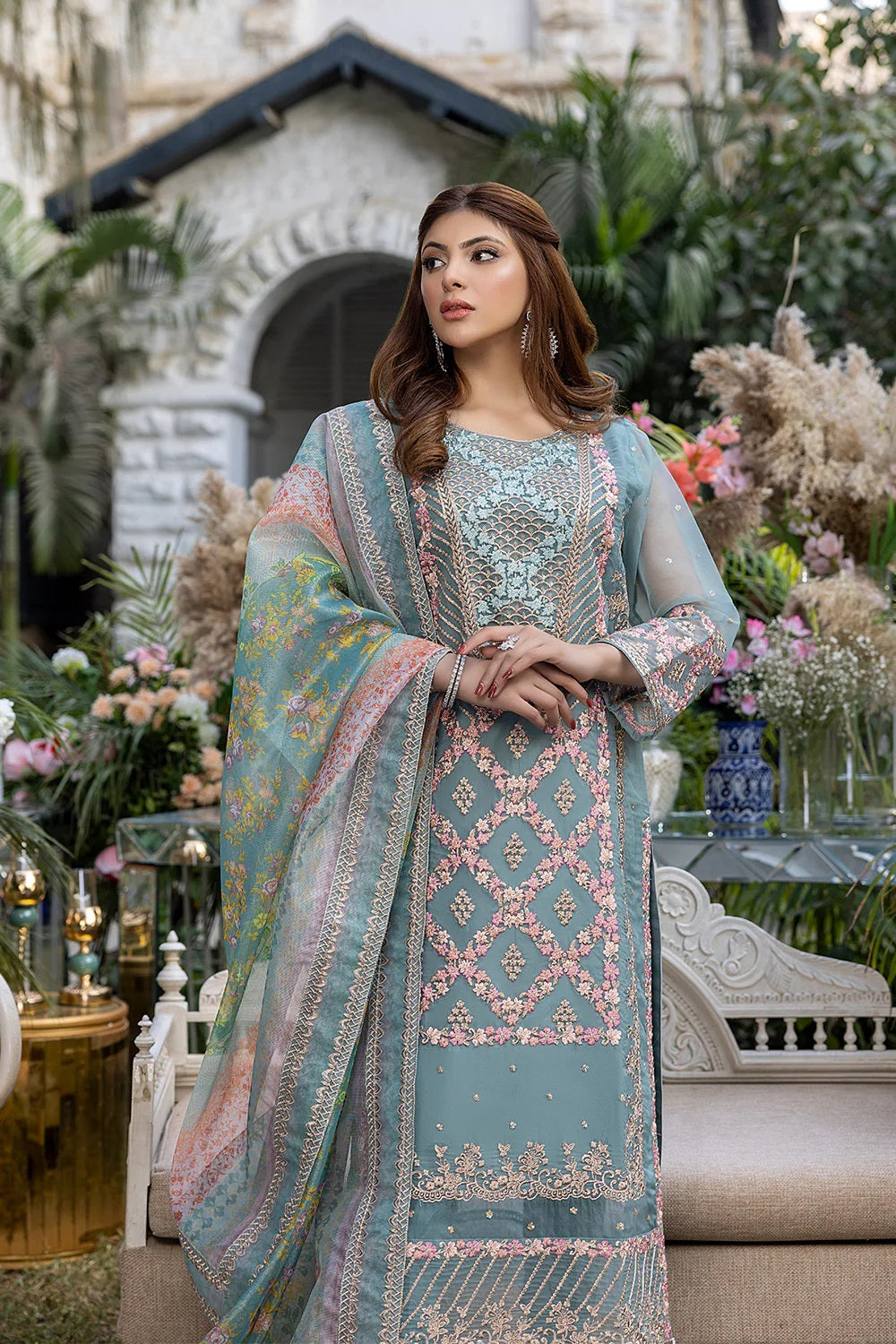 Azure Embroidered Chiffon Suits Unstitched 3 Piece AS-98 Canary